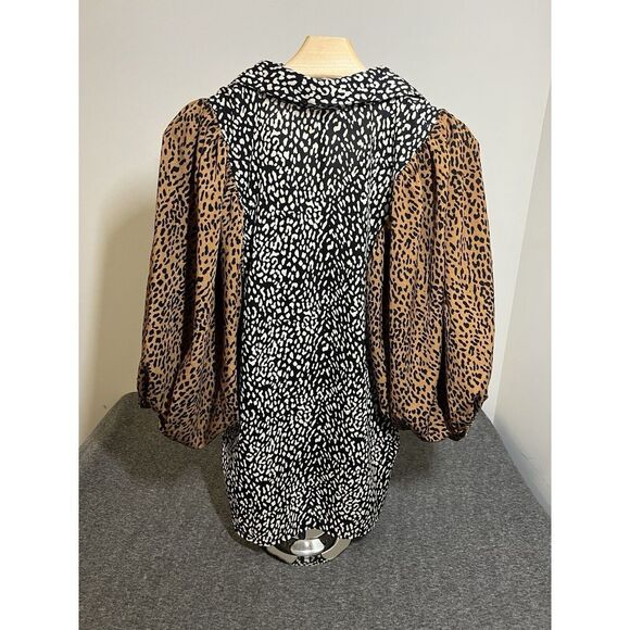 Oddy Animal Print Leopard Print Blouse Sz Small Mob Wife Boho Chic Edgy Eclectic - Picture 6 of 8